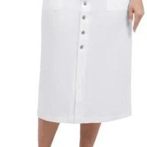 Wrangler Women's Size 16 White Denim Button Midi Skirt NWT